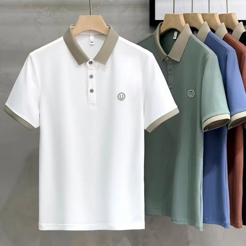 2026 Summer New Men's High Quality Short Sleeve POLO Shirt Fashionable New Gold Thread Embroidery Top Breathable Casual T-Shirt