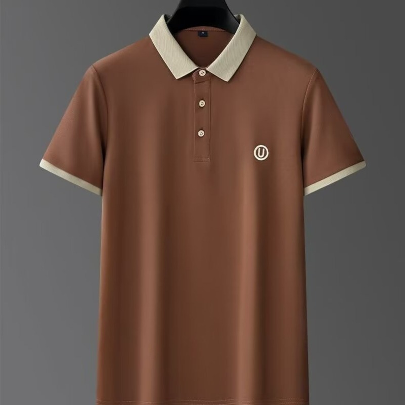 2026 Summer New Men's High Quality Short Sleeve POLO Shirt Fashionable New Gold Thread Embroidery Top Breathable Casual T-Shirt
