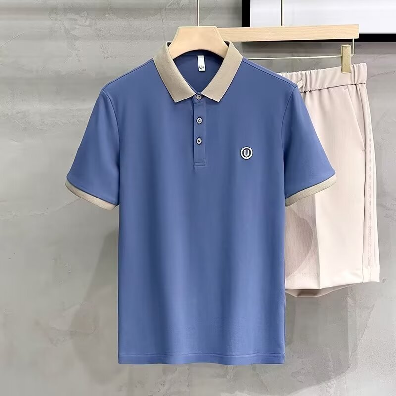 2026 Summer New Men's High Quality Short Sleeve POLO Shirt Fashionable New Gold Thread Embroidery Top Breathable Casual T-Shirt