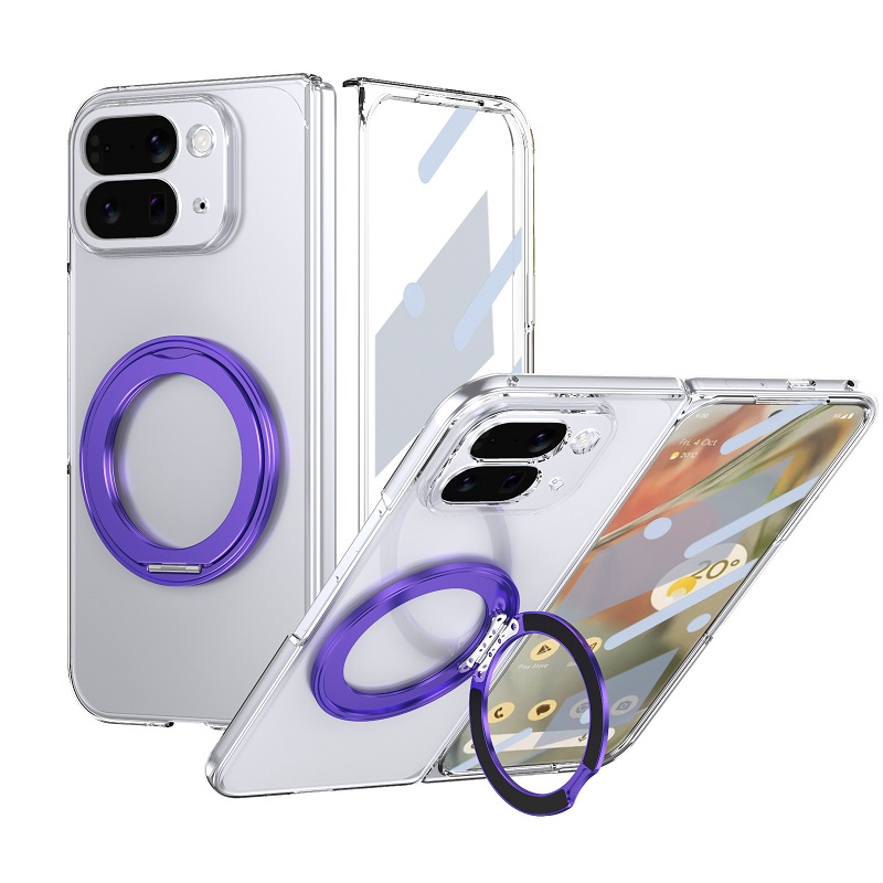 360° Rotating Magnetic Holder Case for Google Pixel 10 9 Pro Fold Case Clear Magnetic With Front Glass Flip Pixel 9 10 Pro Fold