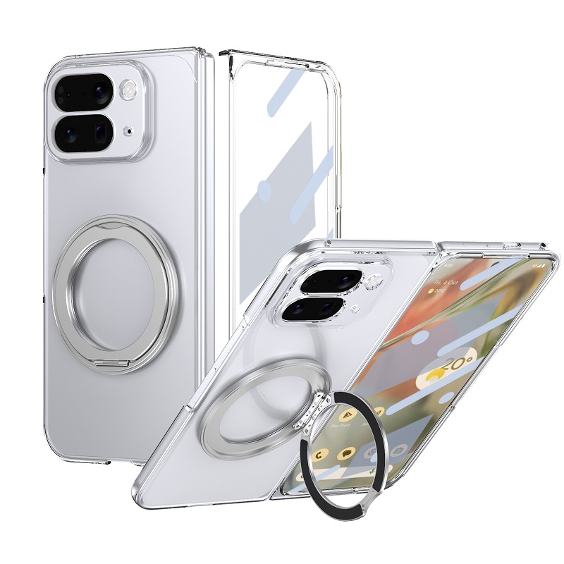 360° Rotating Magnetic Holder Case for Google Pixel 10 9 Pro Fold Case Clear Magnetic With Front Glass Flip Pixel 9 10 Pro Fold