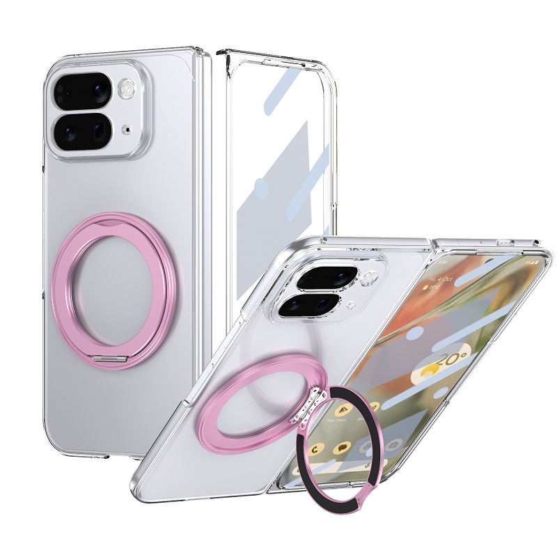 360° Rotating Magnetic Holder Case for Google Pixel 10 9 Pro Fold Case Clear Magnetic With Front Glass Flip Pixel 9 10 Pro Fold