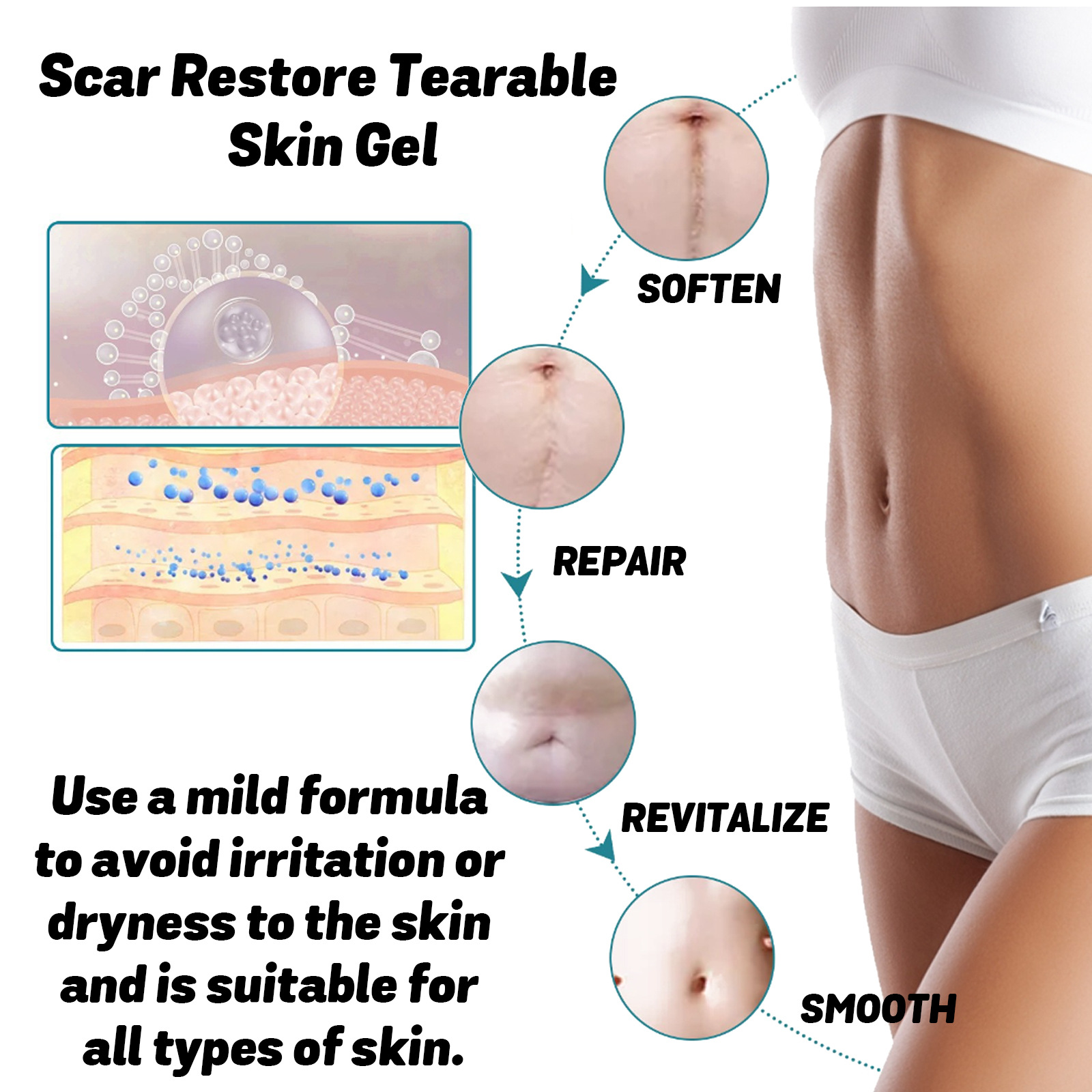 Gel Moisturizing and repairing smoothing body skin fading care gel