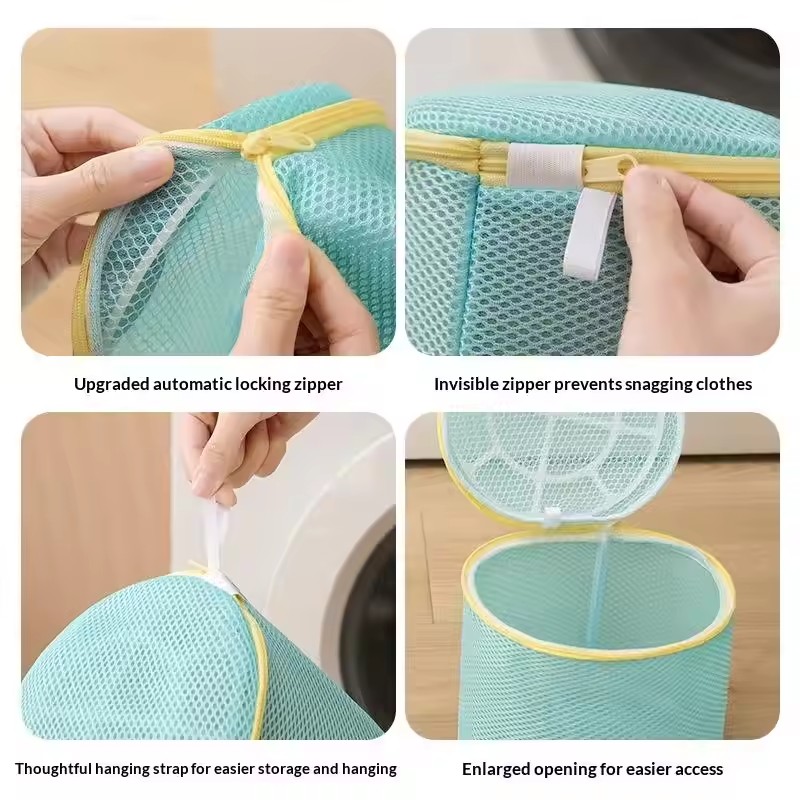 Reusable Mesh Laundry Bag Anti Deformation Structure Smooth Zipper For Washing Bras Delicate Clothes