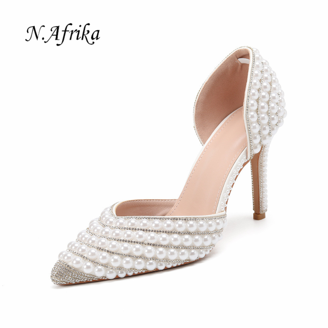 "DUMA"Women Pearl Wedding Shoes Slip On Pointed Toe Thin Stiletto High Heel Pumps New Style Drop Shipping