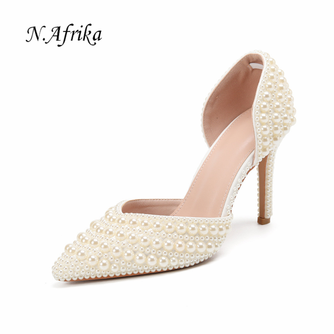 "DUMA"Women Pearl Wedding Shoes Slip On Pointed Toe Thin Stiletto High Heel Pumps New Style Drop Shipping
