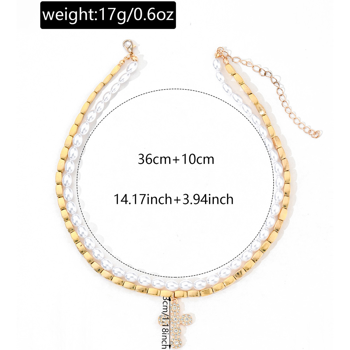 Women Baroque Faux Pearl Necklace Luxury Cross‑Shaped Diamond‑Inlaid Pendant Clavicle Chain Minimalist High‑end Niche Design