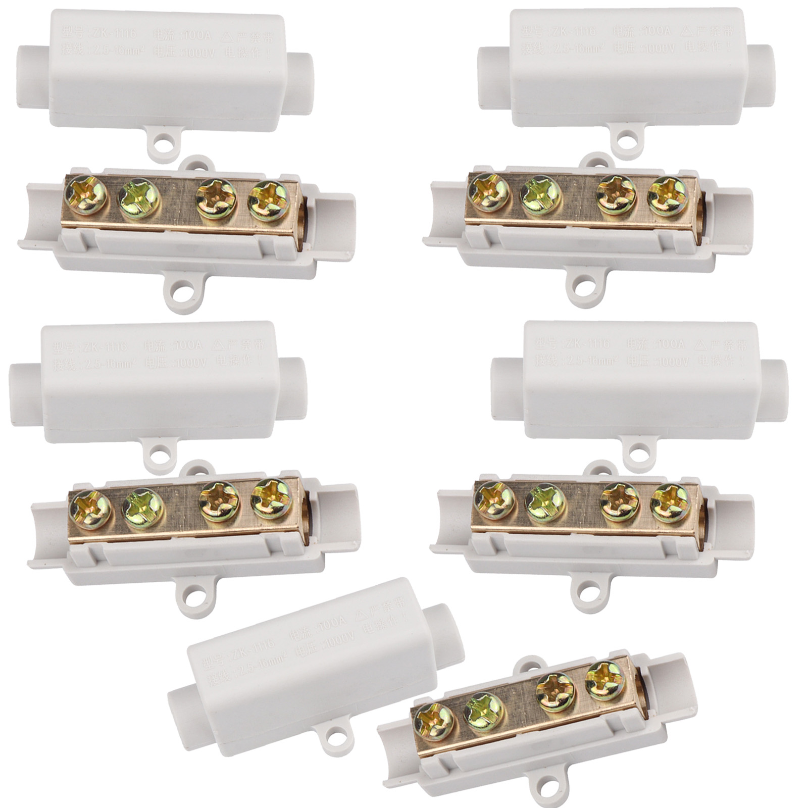 5Pcs Splice Quick Connector, 1000V 100A Inline Wire Terminal Block with Flame Retardant Shell, ZK-1116 Brass Conductor Cable Kit