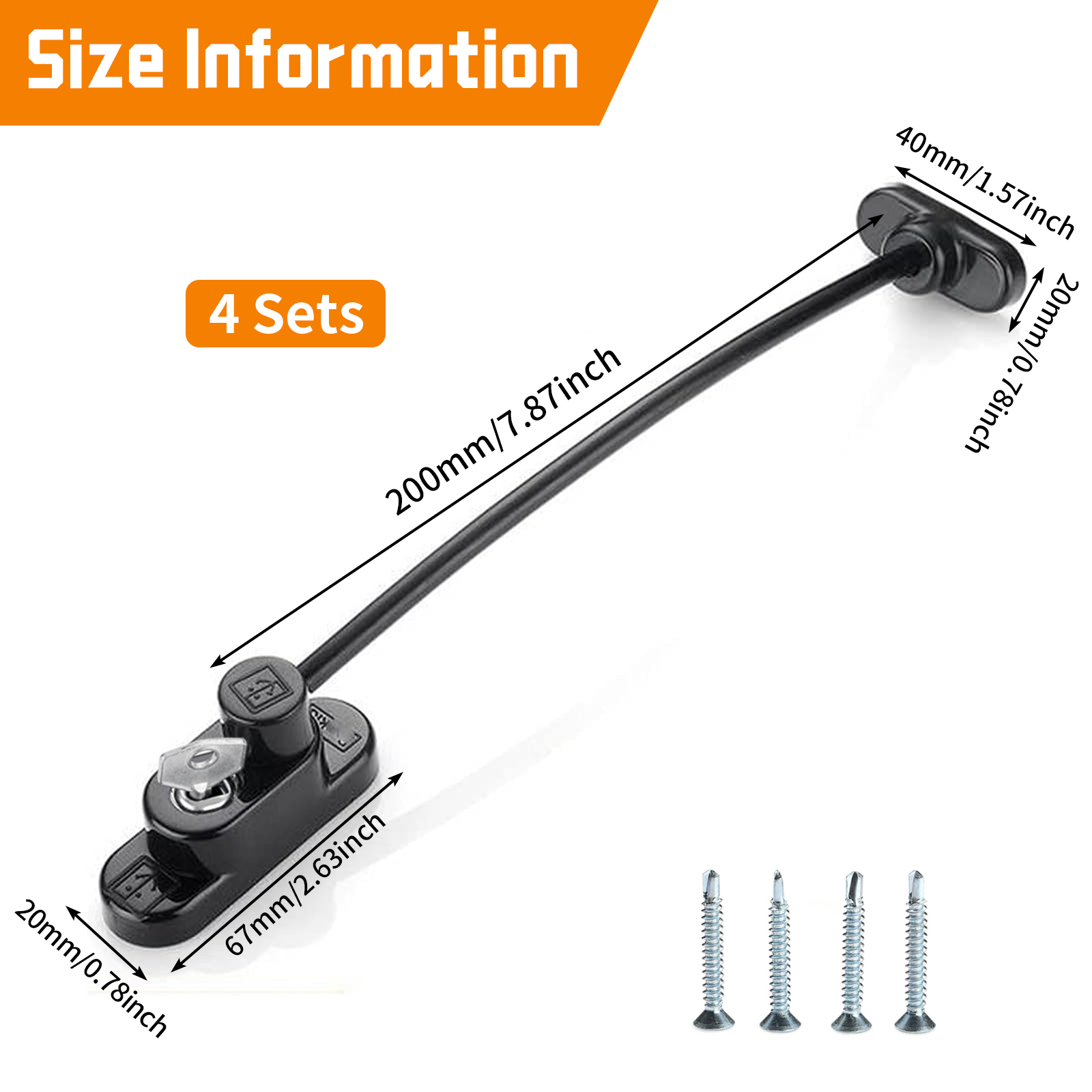 4Pcs Easy to Install and Use Safety Lock for Home, Security Padlock for Metal, Wooden, Sliding Window (including key)