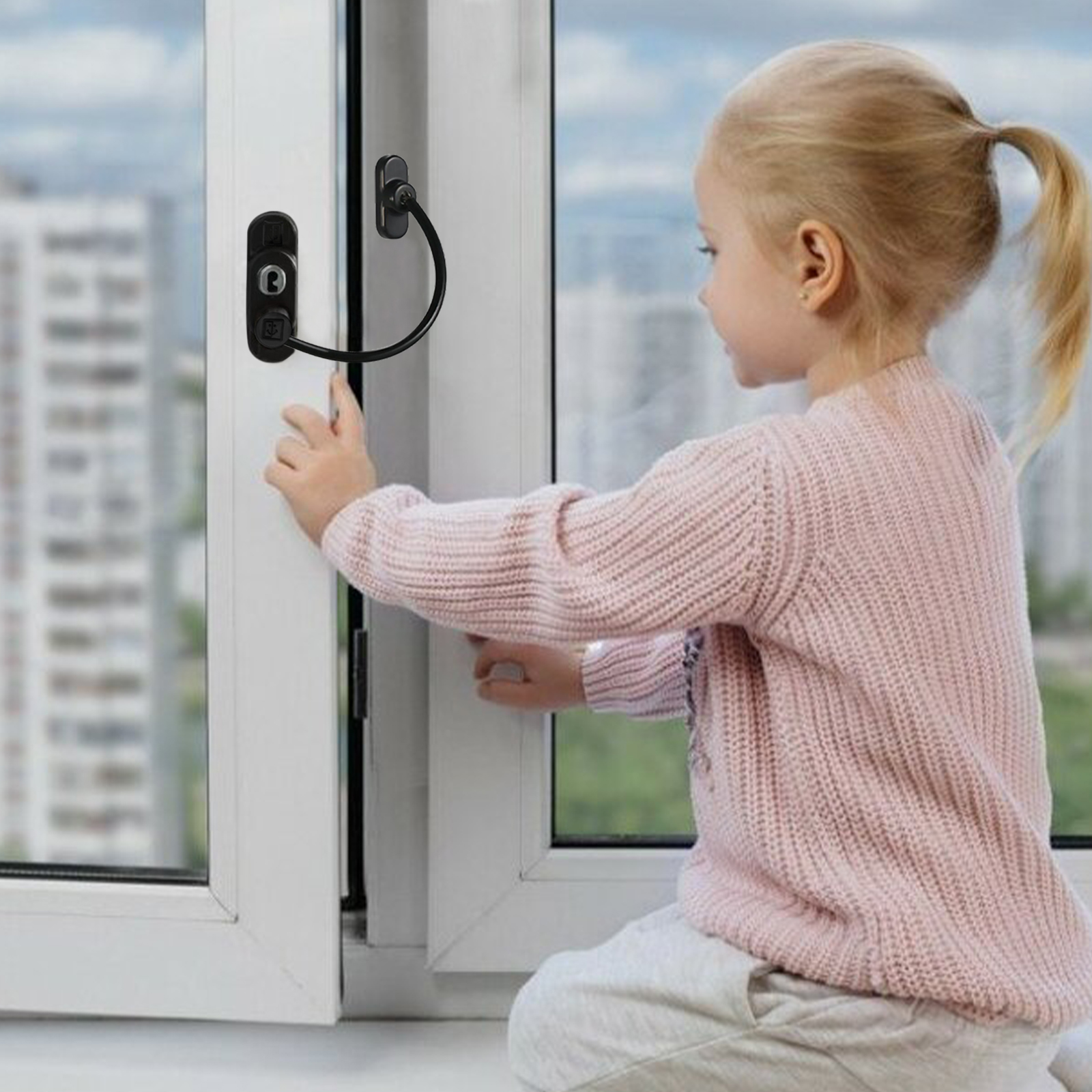 4Pcs Easy to Install and Use Safety Lock for Home, Security Padlock for Metal, Wooden, Sliding Window (including key)