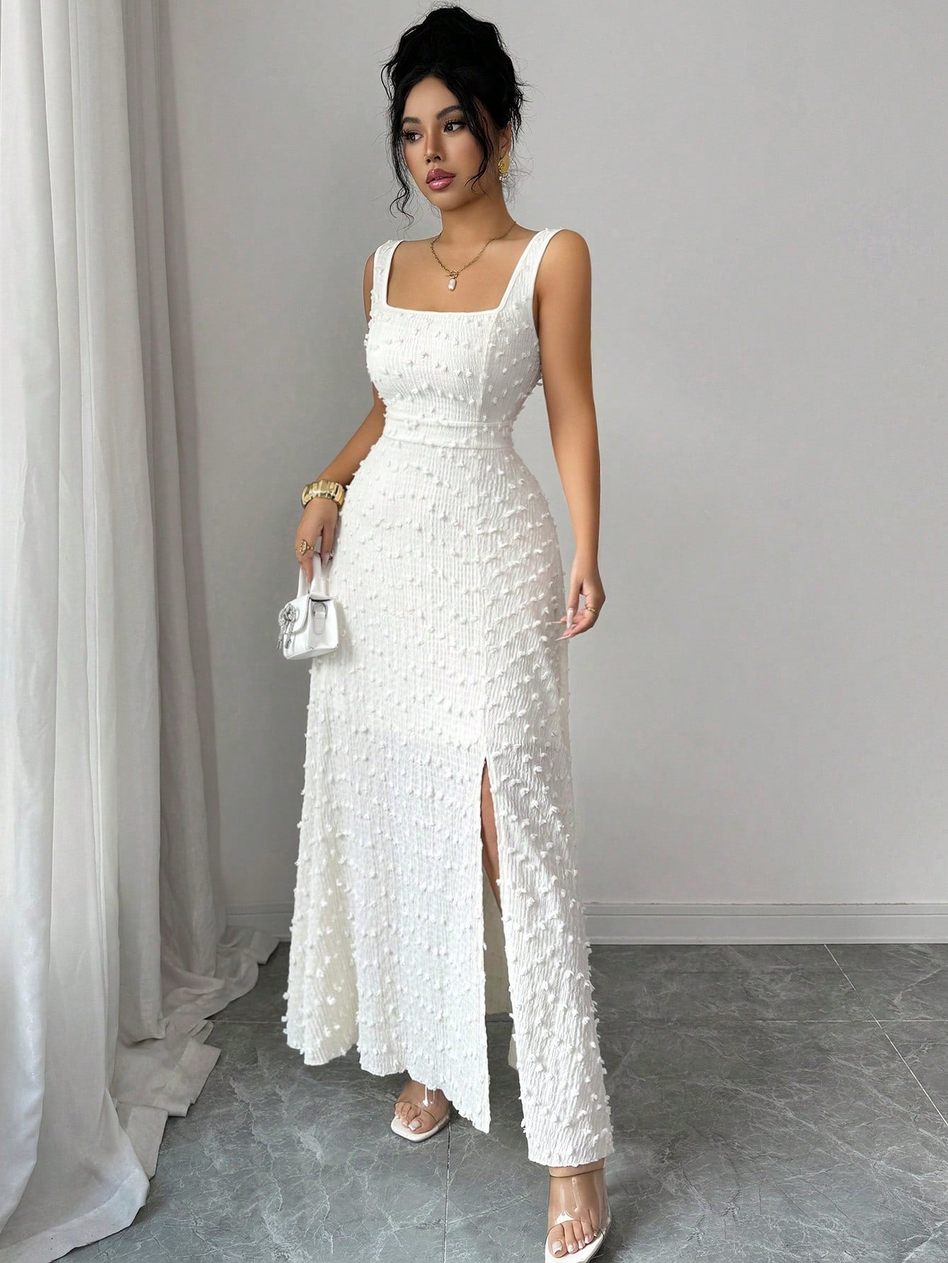New European and American Summer Collection Ladies' elegant camisole jacquard split vest style backless long skirt