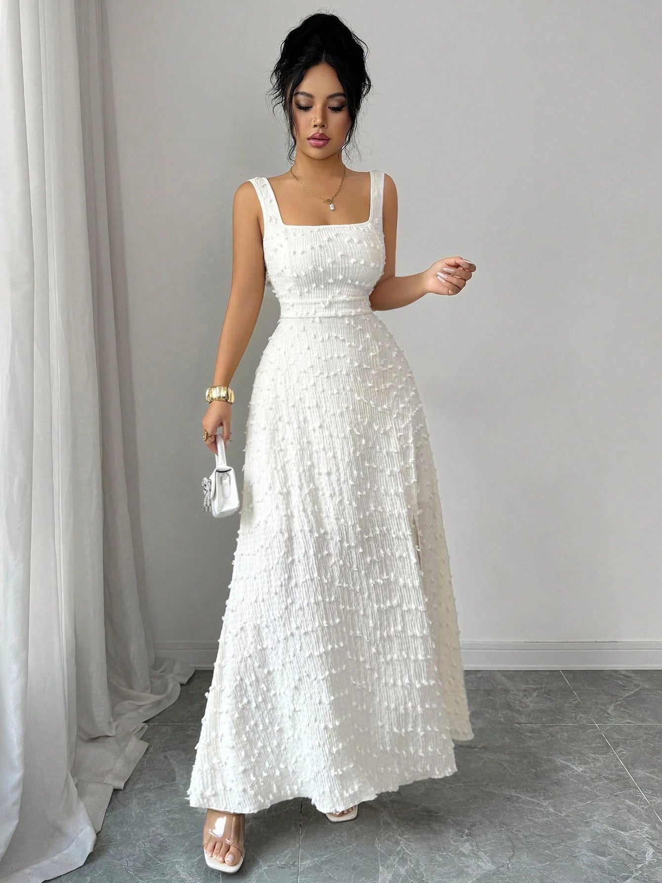 New European and American Summer Collection Ladies' elegant camisole jacquard split vest style backless long skirt