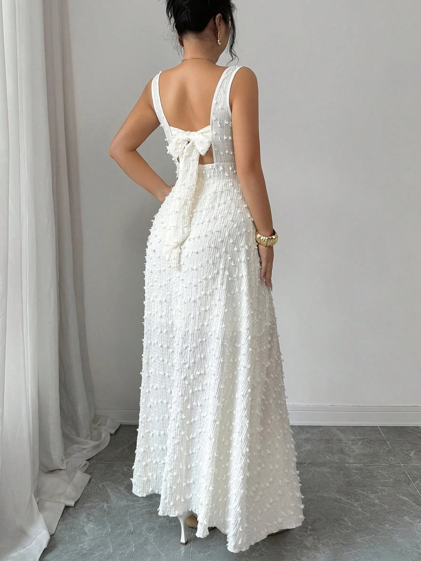 New European and American Summer Collection Ladies' elegant camisole jacquard split vest style backless long skirt