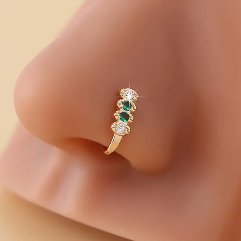 3pcs/pack U-shaped nose clip no need for perforated nose ring fashionable color zircon fake nose nail nose accessory