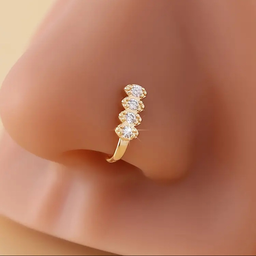 3pcs/pack U-shaped nose clip no need for perforated nose ring fashionable color zircon fake nose nail nose accessory