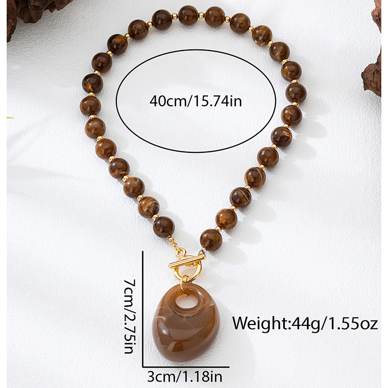 European and American New Brown Acrylic Bead Ladies' Fashion Necklace Vintage Elegant Jewelry