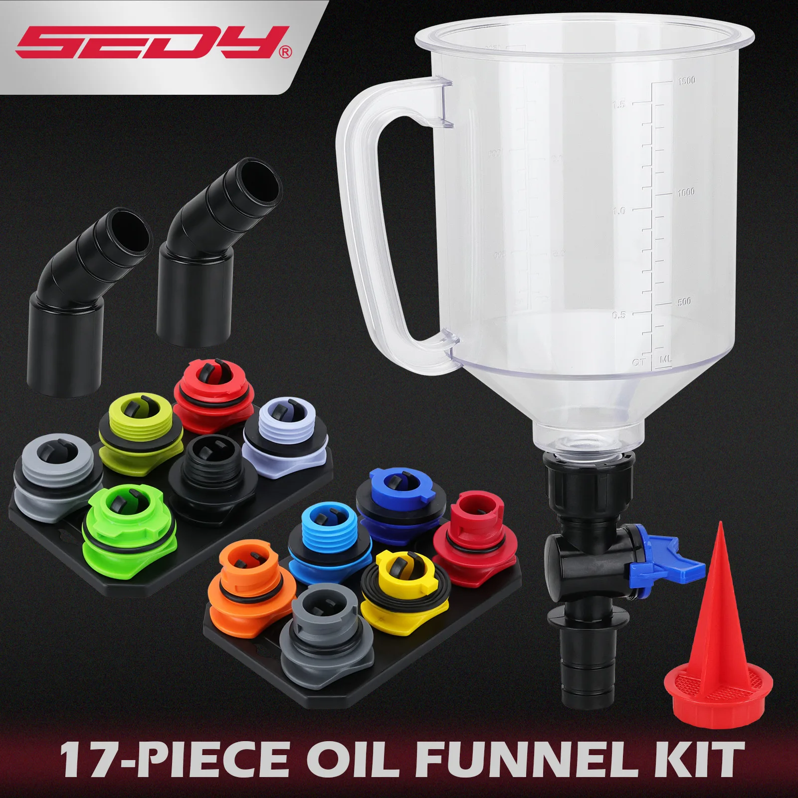 Multifunctional Vehicle Special Funnel 18PC Oil Diesel Antifreeze Filling Funnel, Auto Repair Tool