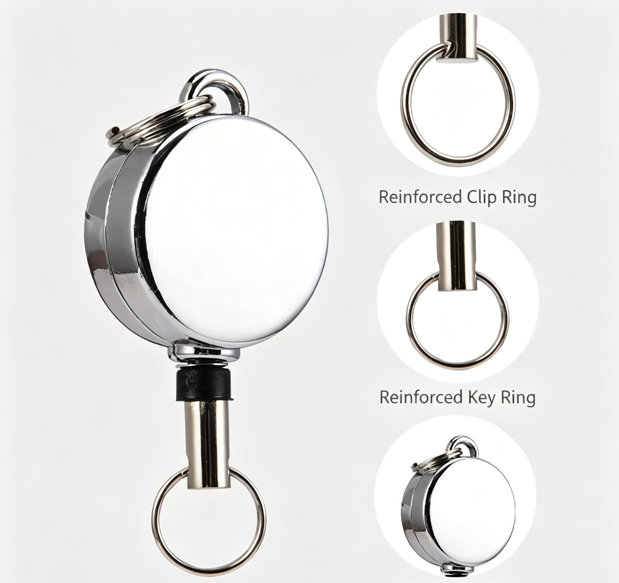 Ultra-Compact Retractable Keychain Pendant – Sleek Rebound Design with Secure Anti-Loss Lock