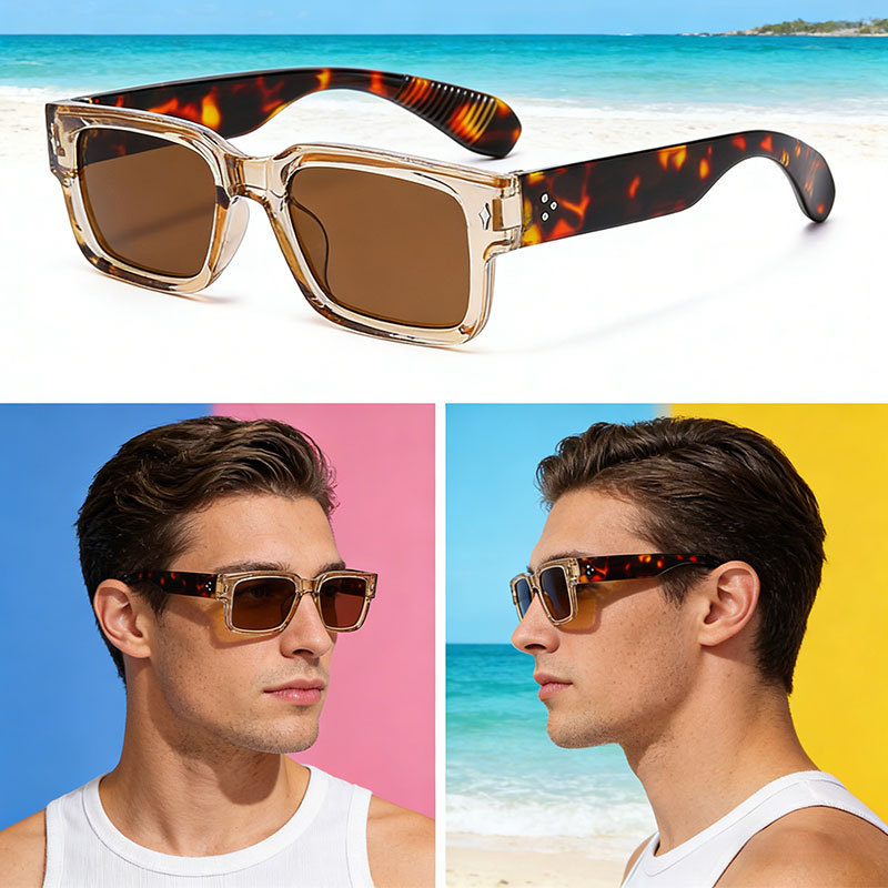 Fashionable Simple Versatile Sunglasses Men Women Small Square Rivet Outdoor Driving Ultraviolet Protection Casual Sun Glasses