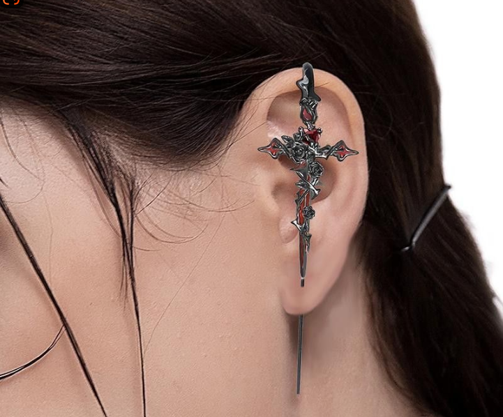 Ma Xiu Original Thorn Series Cross Piercing Ear Needles — Edgy, Minimalist, and Ultra-Slim for Effortless Cool