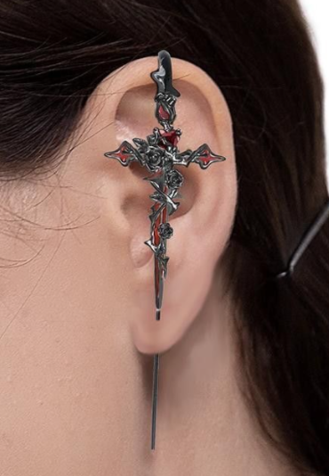 Ma Xiu Original Thorn Series Cross Piercing Ear Needles — Edgy, Minimalist, and Ultra-Slim for Effortless Cool