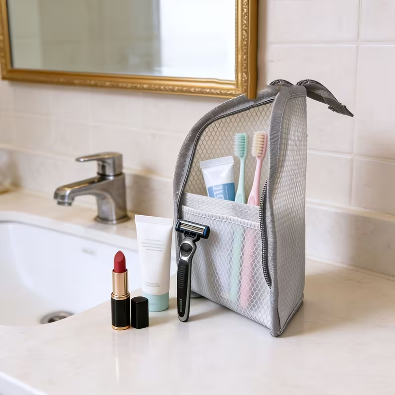 Compact Thickened Mesh Cosmetic Bag Large Capacity Octagon Toiletry Bag Portable Small Item Storage Bag Easy Small Mouth Pouch