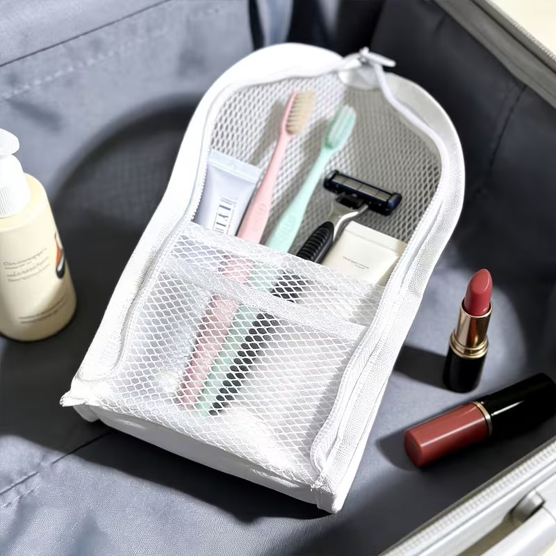 Compact Thickened Mesh Cosmetic Bag Large Capacity Octagon Toiletry Bag Portable Small Item Storage Bag Easy Small Mouth Pouch