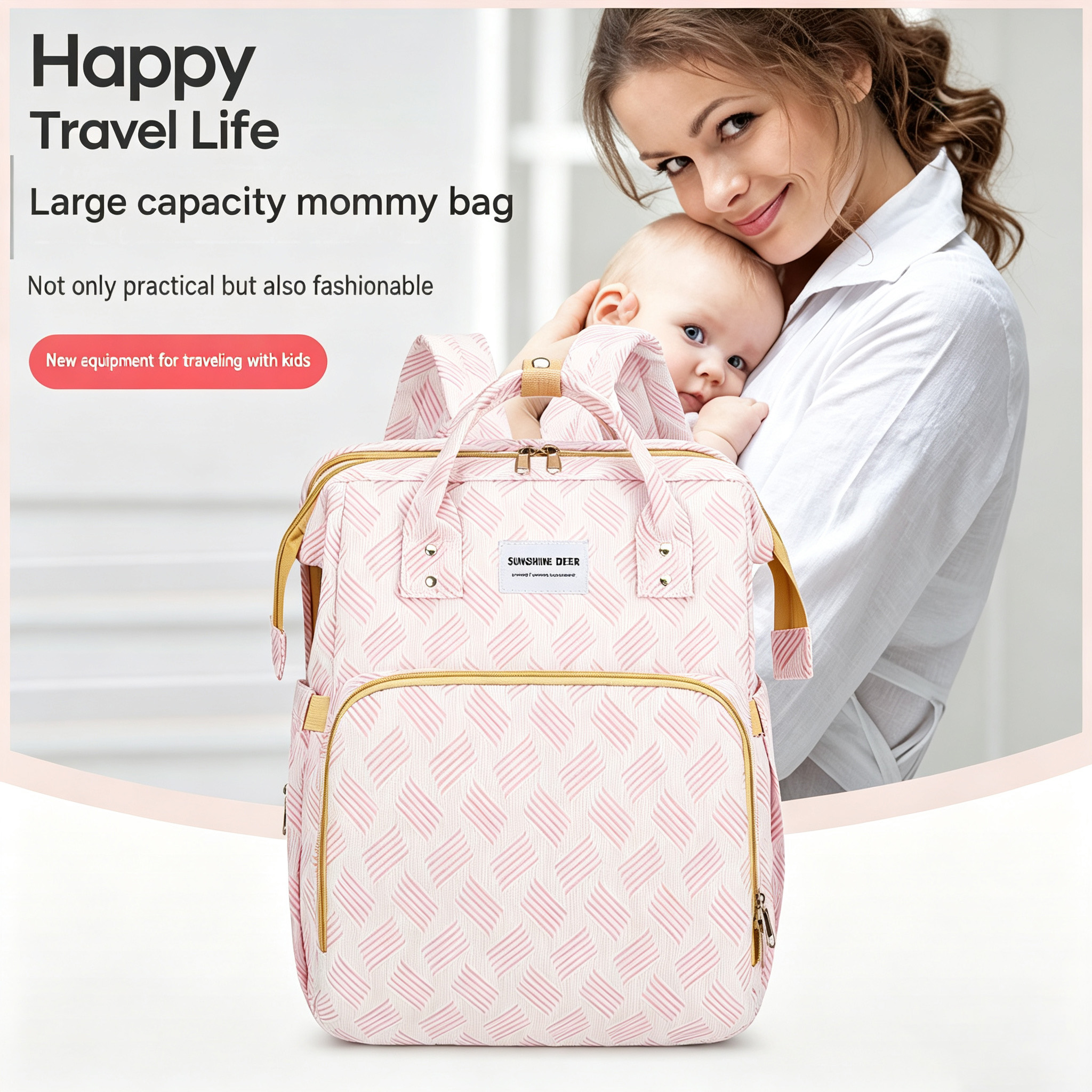 Space-Saving Modular Baby Backpack – Foldable Crib + Waterproof Diaper Bag + Integrated Changing Mat in One Sleek Desig