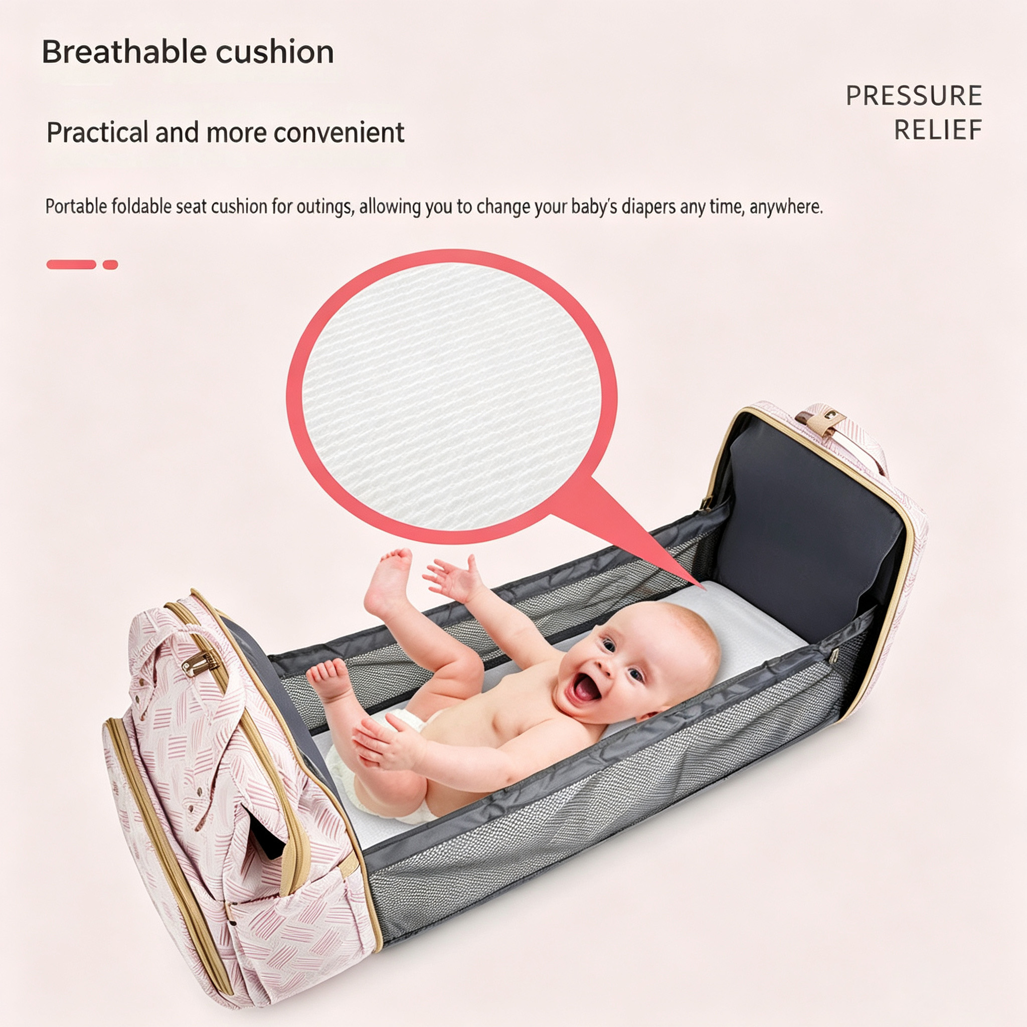 Space-Saving Modular Baby Backpack – Foldable Crib + Waterproof Diaper Bag + Integrated Changing Mat in One Sleek Desig