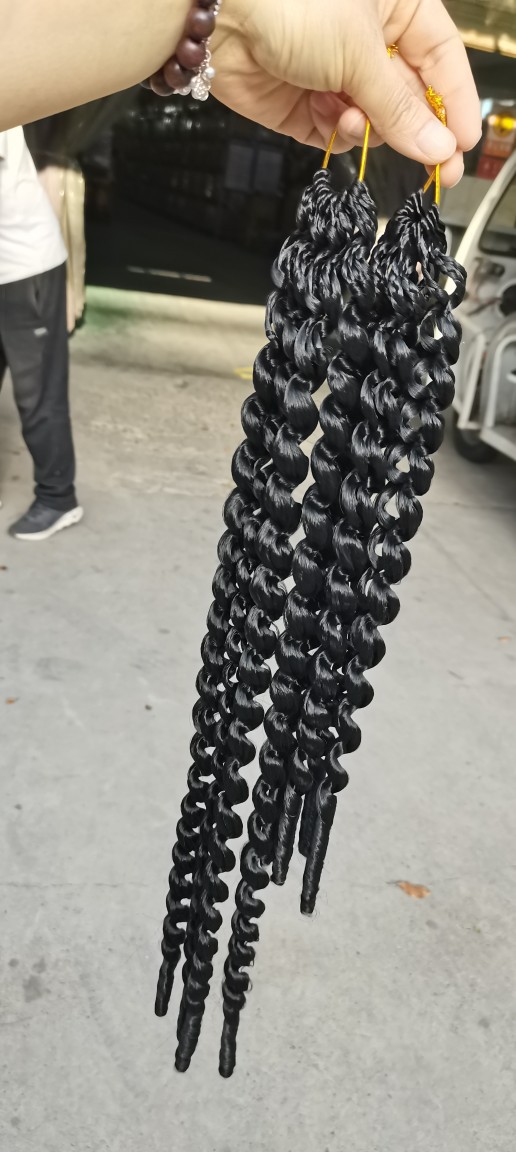 Spring Twist Crochet Braids 18inch 16Strands Pre-looped Water Wave Synthetic Hair Extensions Black