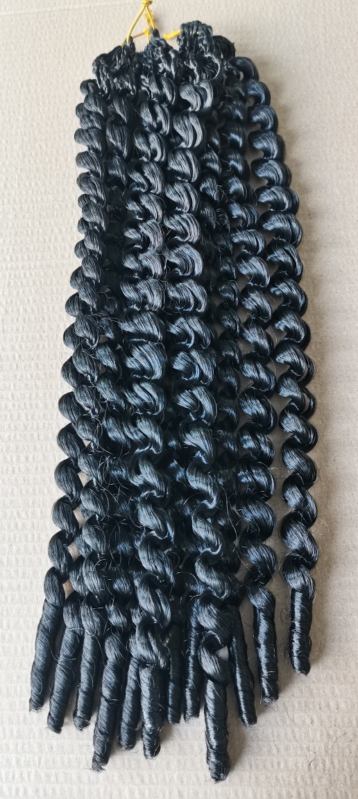 Spring Twist Crochet Braids 18inch 16Strands Pre-looped Water Wave Synthetic Hair Extensions Black