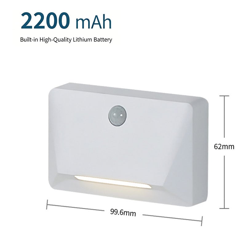 Rechargeable Motion Sensor Night Light, 2200mAh Battery, Auto On/Off Energy Saving, 4-6 Months Standby, UK Plug for Stairs/Hallw