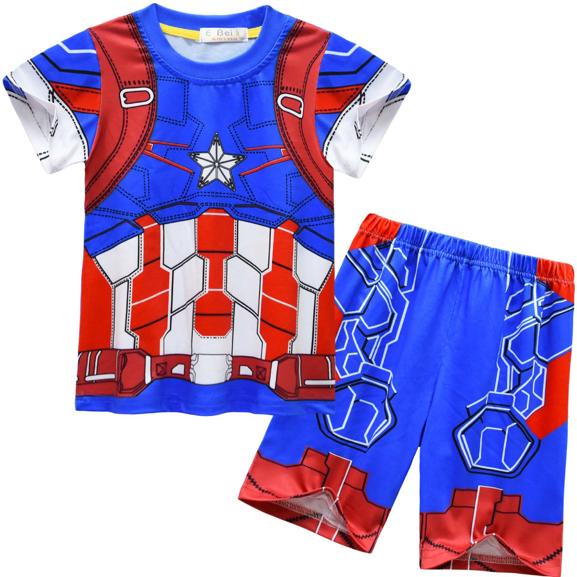 Summer Short Sleeve Set Man Spiderman homewear Marvel Avengers Hero Captain America Gifts for Kids pajamas