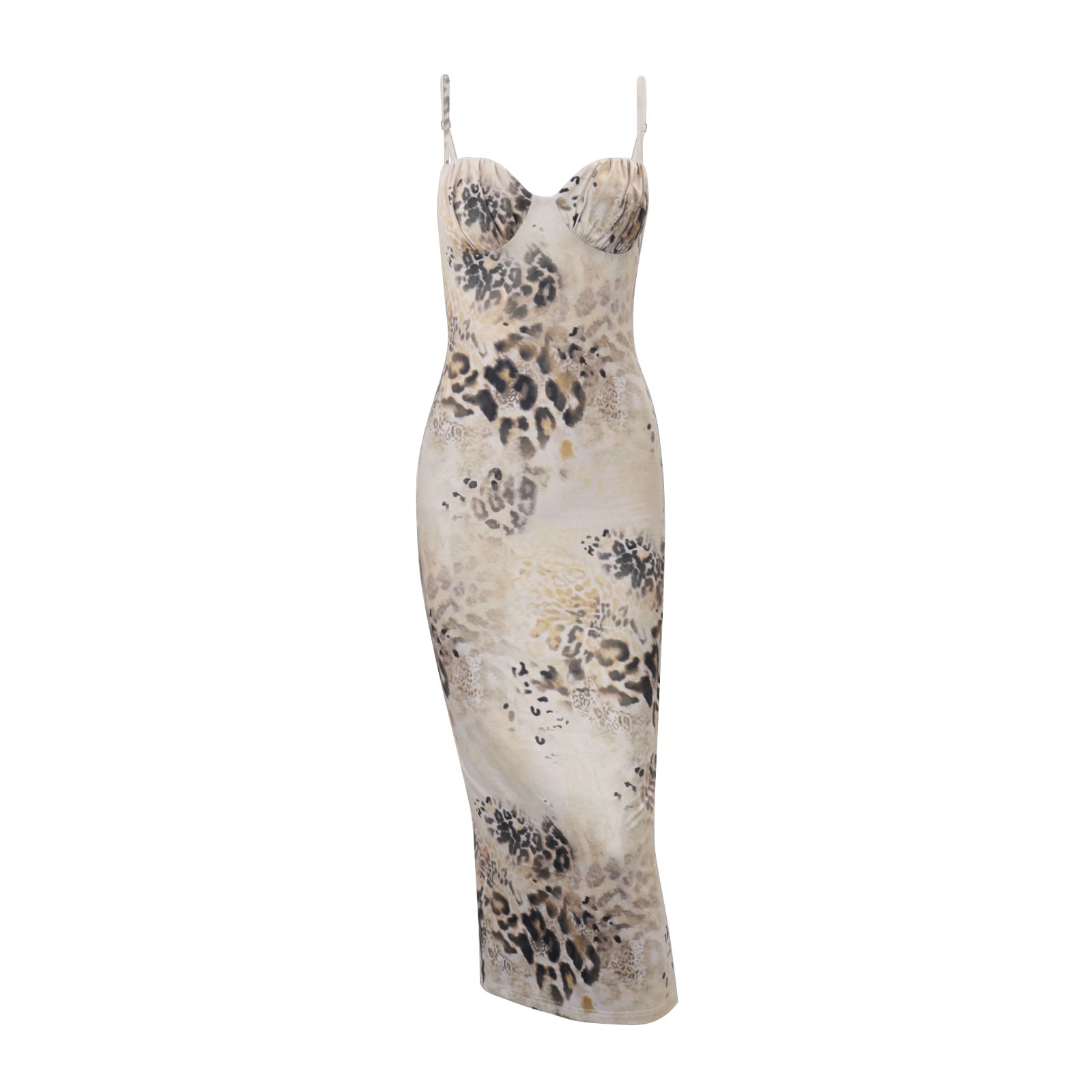Leopard Print Sleeveless Skinny Dress Women's Sexy Backless Split Suspender Dress Fashion Hight Waist Slim Bodycon Dress