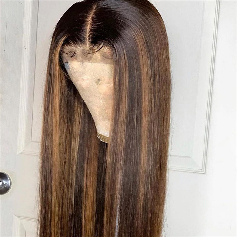 Dinner Party Woman Center Parted Bangs Wig Europe and America Lady Straight Hair Bar Performance Dress Up Highlight Long Hair
