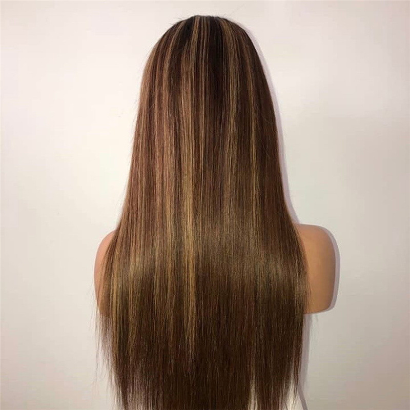 Dinner Party Woman Center Parted Bangs Wig Europe and America Lady Straight Hair Bar Performance Dress Up Highlight Long Hair