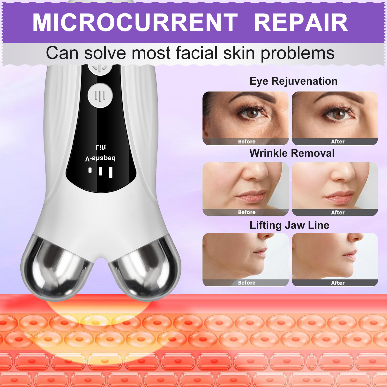 Home Microcurrent Beauty Device for Facial Wrinkle Tightening ABS Effective Nasolabial Folds Neck Wrinkles Fade Facial Lifting