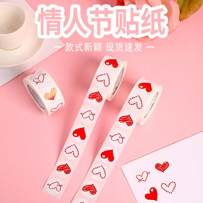 500Pcs Red Pink Heart Stickers for Valentines Day Wedding Gift Packing Bag Packaging Labels Love Scrapbooking Diy Stickers