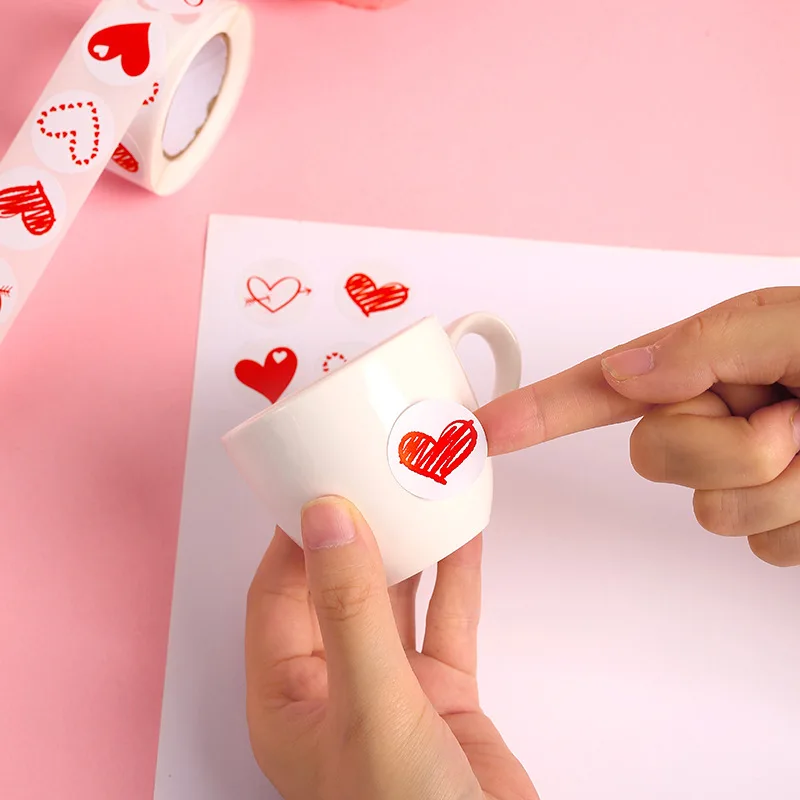 500Pcs Red Pink Heart Stickers for Valentines Day Wedding Gift Packing Bag Packaging Labels Love Scrapbooking Diy Stickers