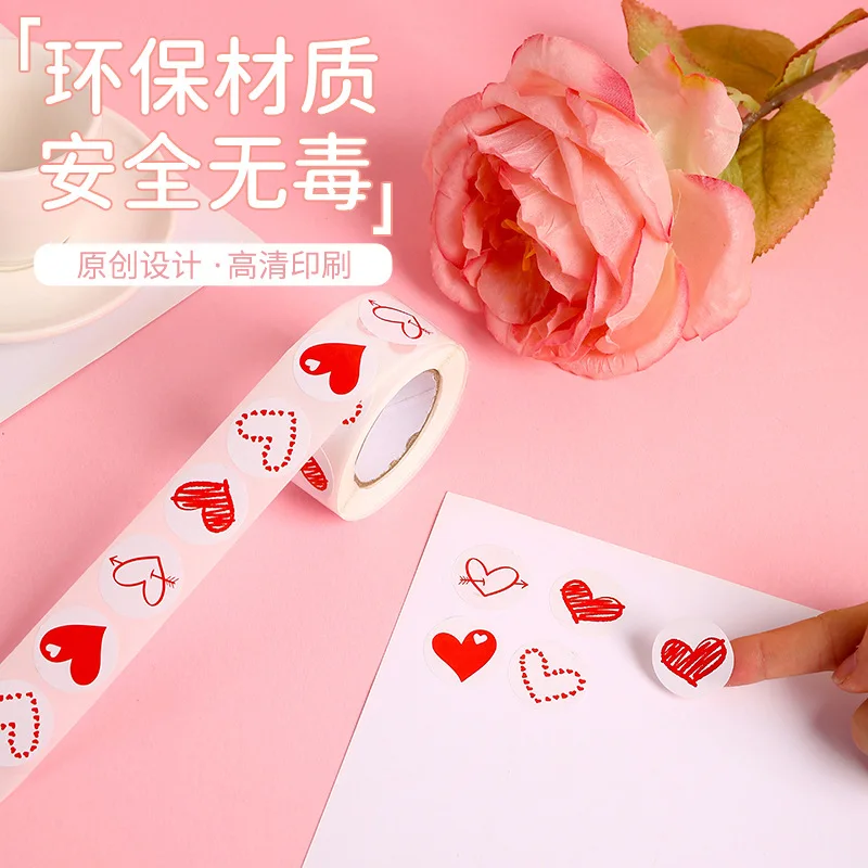 500Pcs Red Pink Heart Stickers for Valentines Day Wedding Gift Packing Bag Packaging Labels Love Scrapbooking Diy Stickers