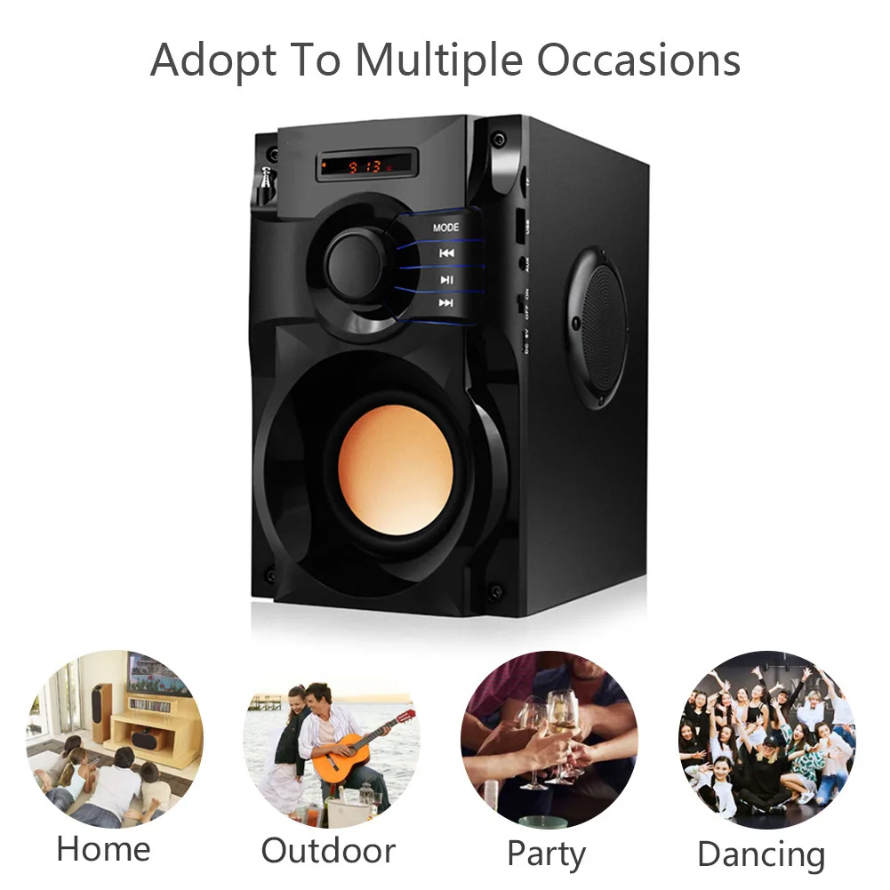 Wooden Super Bass Wireless Bluetooth Speakers Portable High Power Stereo Subwoofer Music Center Support TF FM Radio HIFI BoomBox