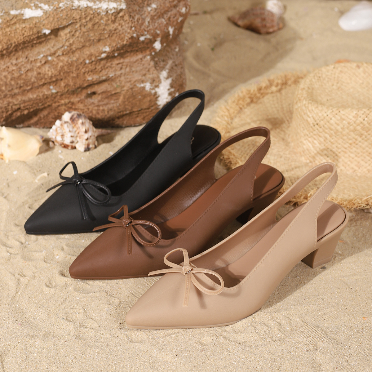 Bare bow high heels for women, pointed professional, non tiring feet, high heels, single shoes for women