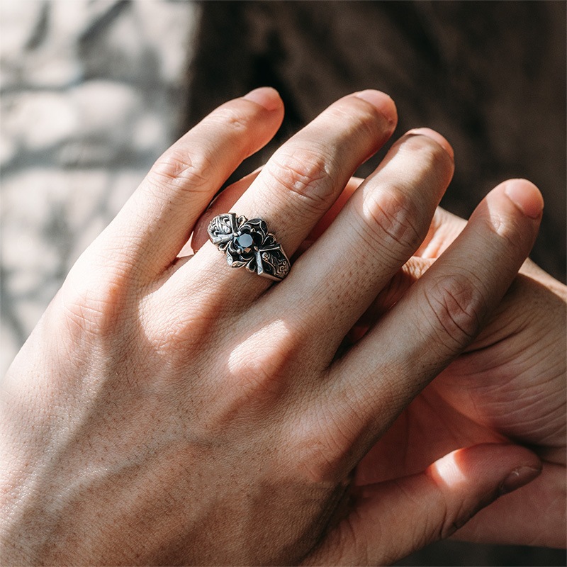 New Fashionable Thai Silver Ring for Men  Retro  High end  Handsome  Small niche Design  Trendy Tail Ring  Open Ring