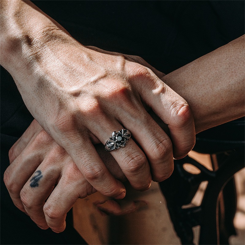 New Fashionable Thai Silver Ring for Men  Retro  High end  Handsome  Small niche Design  Trendy Tail Ring  Open Ring