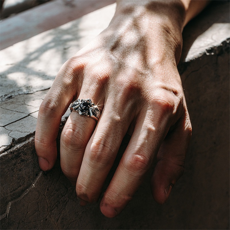 New Fashionable Thai Silver Ring for Men  Retro  High end  Handsome  Small niche Design  Trendy Tail Ring  Open Ring