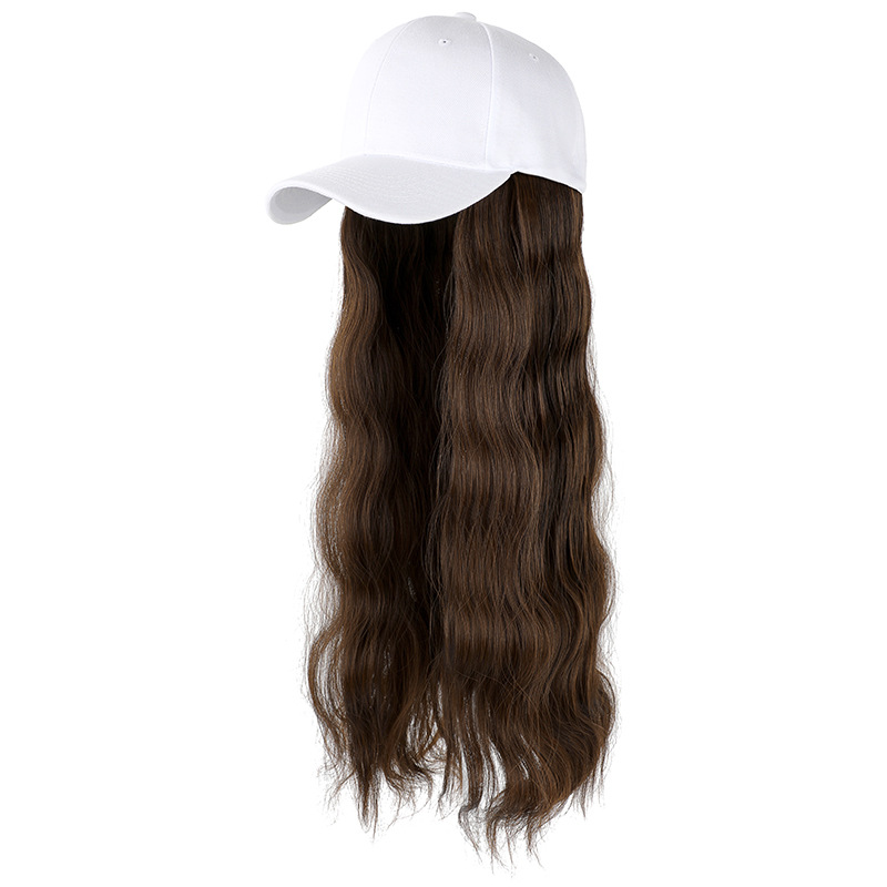 Wearing a hat, wig, fashionable new style, natural duckbill hat, one-piece hat, water ripple long curly hair, versatile hat