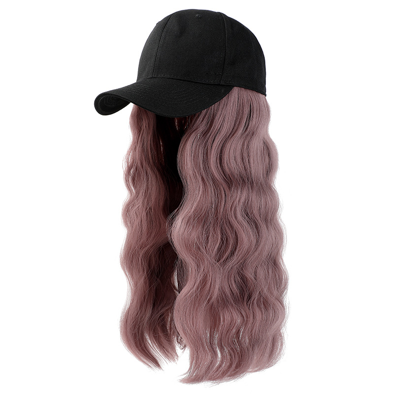 Wearing a hat, wig, fashionable new style, natural duckbill hat, one-piece hat, water ripple long curly hair, versatile hat
