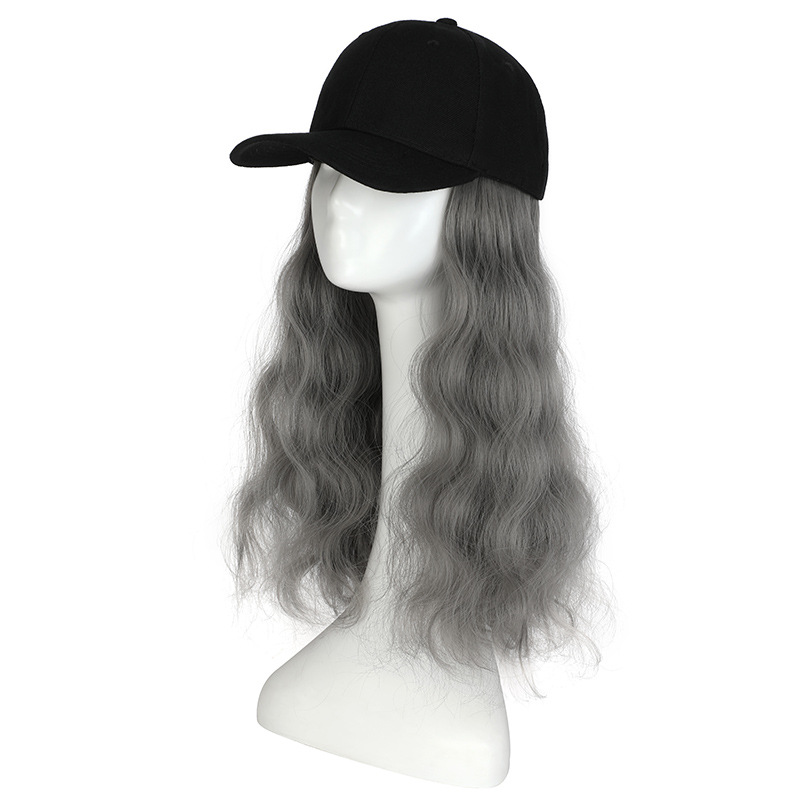 Wearing a hat, wig, fashionable new style, natural duckbill hat, one-piece hat, water ripple long curly hair, versatile hat