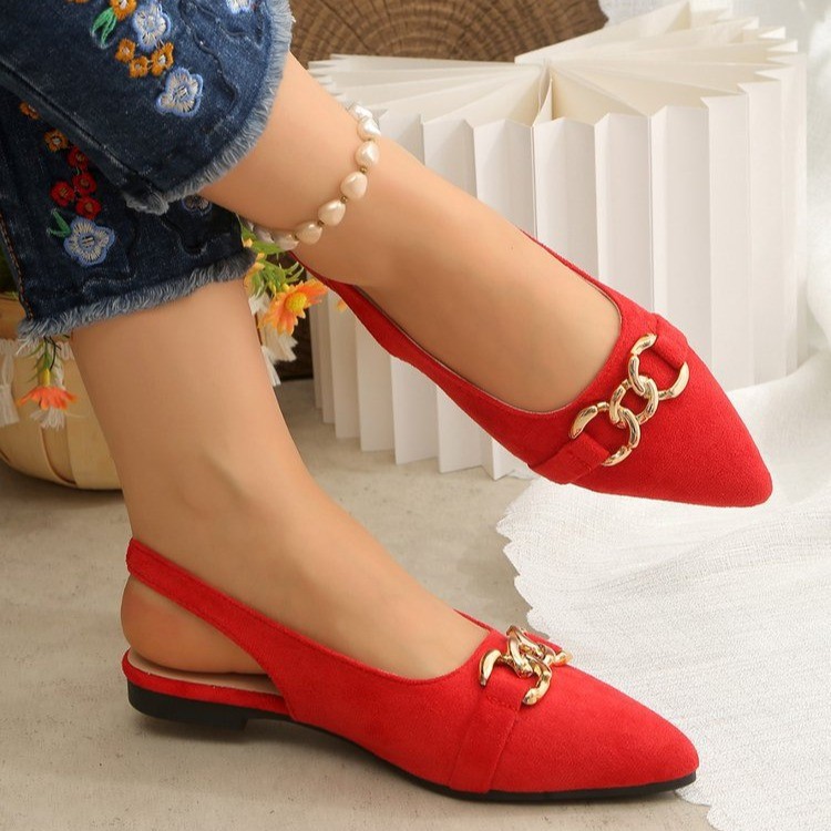 Flat bottomed retro toe sandals for women, new style with a horseneck buckle and suede one-piece strap sandals for women