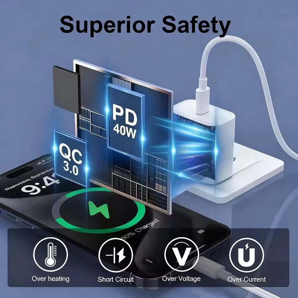 PD 40W Charger USB C Fast Charging Cable For iPhone 17 16 15 Pro Max Air Mini Type C Data line Quick Phone Charger Power Adapte